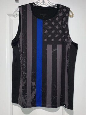Sleefs Sleeveless Tactical USA Flag Shirt, Men’s Size Medium, Workout, Gym
